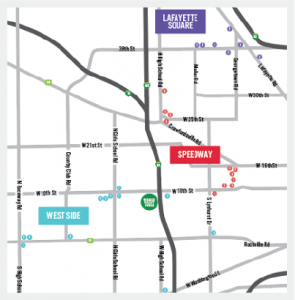 A map of restaurants around Indianapolis