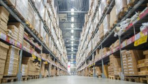 The interior of a factory warehouse