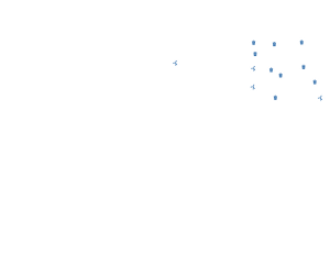Map overlay showing the sites of wind and landfill gas electricity production
