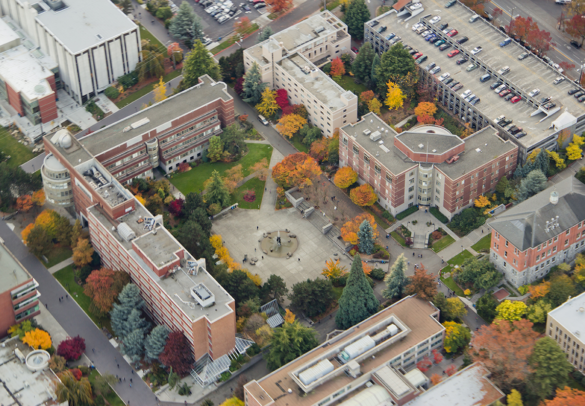 Aerial shot of a campus