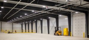 Interior of large garage facility