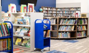 Close up of media center room